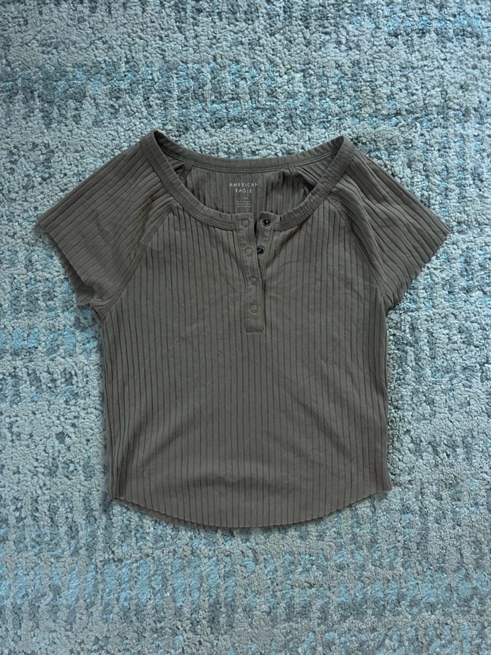 American Eagle Outfitters Short Sleeve Ribbed Henley Tee